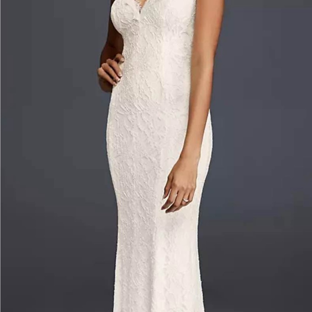 Elegant white v-neck Lace Dress (wedding or prom dress)